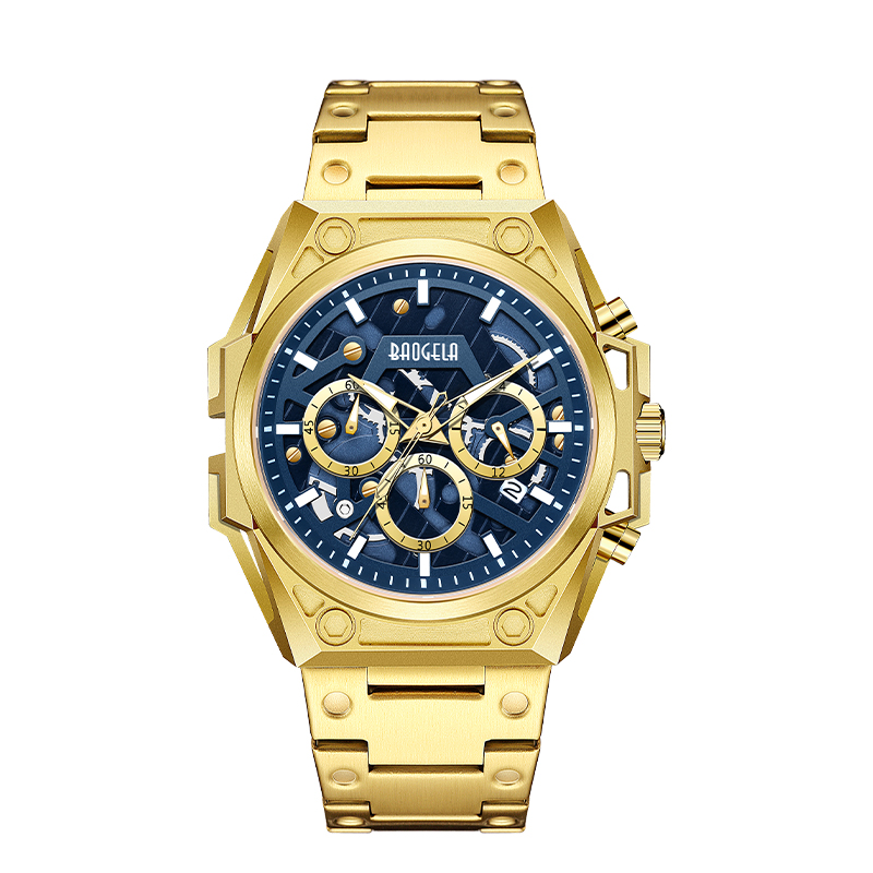 Baogela Watch Men Mens Tuxury Steel Brand военные спортивные наручные часы кожаные ремешки хронограф Quartz Watch 22605
